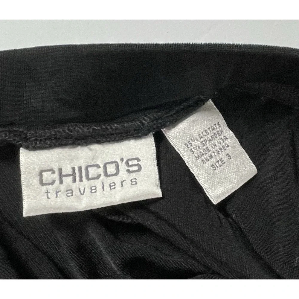 Vintage Chicos Travelers Black Maxi Fit Flare Skirt Sheer Elastic Waist SZ 3